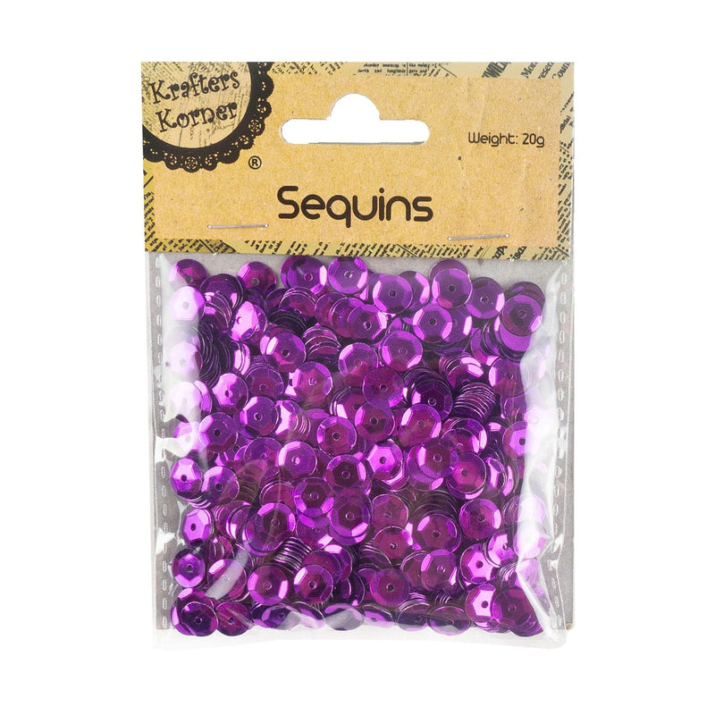 Tan Krafters Korner Sequin Purple Round 20g Sequins and Rhinestons