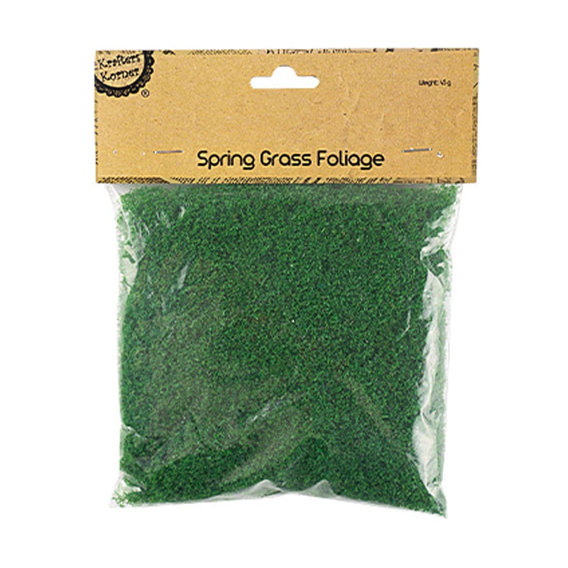 Dark Olive Green Krafters Korner Spring Grass Foliage Glass Stones and Shells
