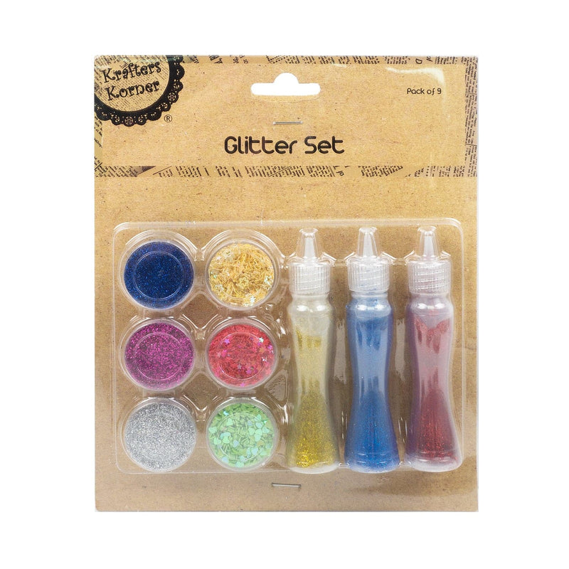 Tan Krafters Korner Craft Glitter Set 9 Pack Glitter