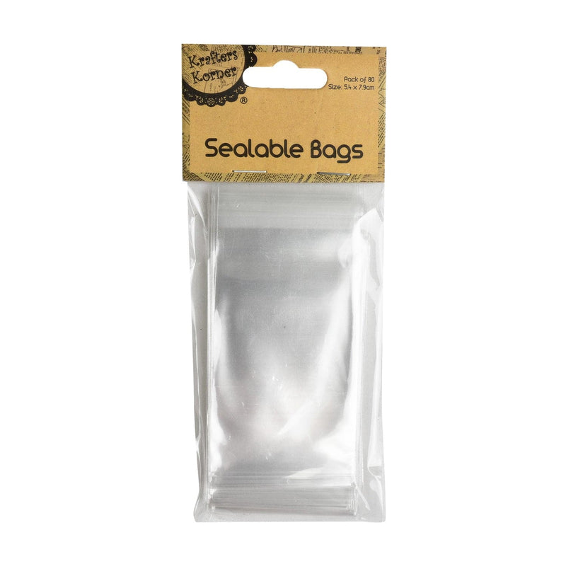 Light Gray Krafters Korner Sealable Clear Bag 5.4x7.9cm (80 Pack) Gift Bags and Recloseable Bags