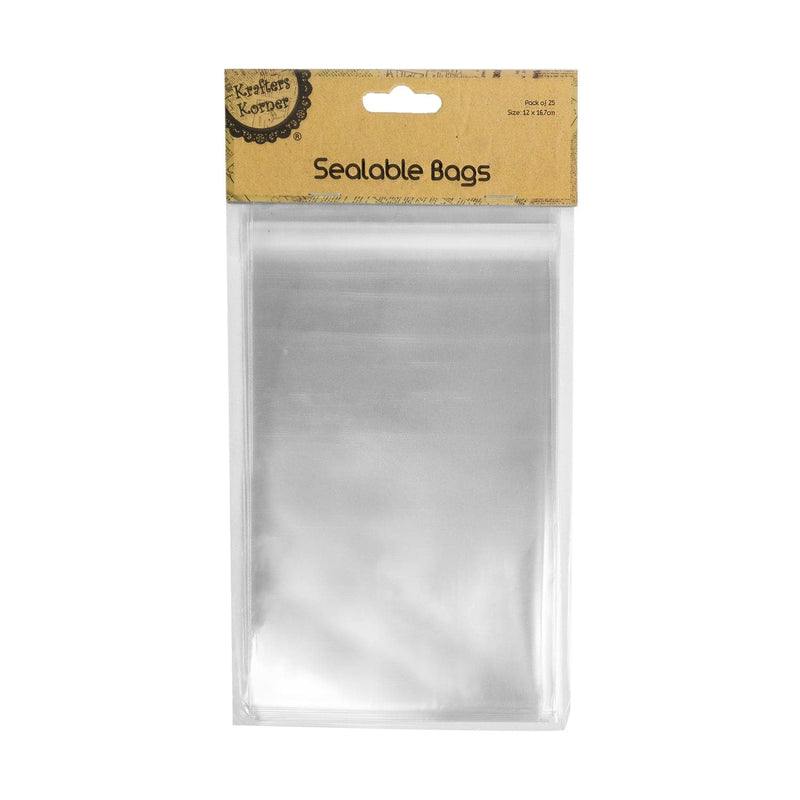 Gray Krafters Korner 12x16.7cm Sealable Clear Bag 25 Pack Gift Bags and Recloseable Bags