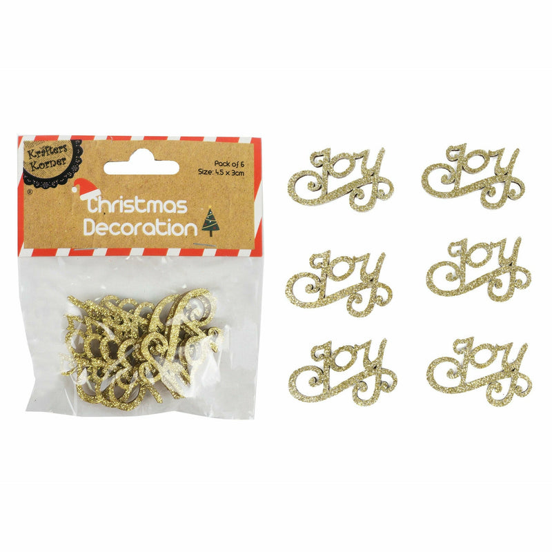 Tan Krafters Korner Christmas Wooden Glitter Joys 6 Pack Christmas