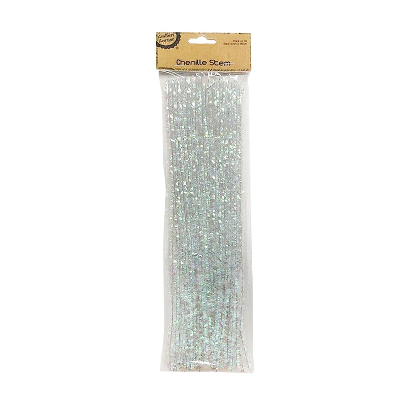 Gray Krafters Korner Irredescent Chenille Stem White 40 Pack Pipe Cleaners