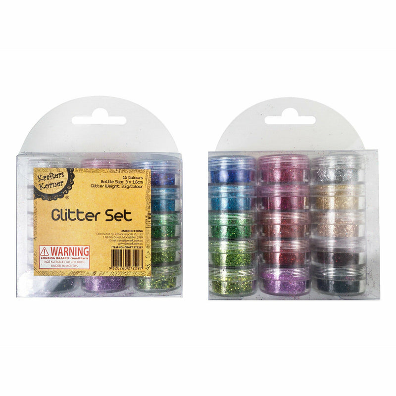 Light Gray Krafters Korner Assorted Colour Glitter Set 15 Pack Glitter