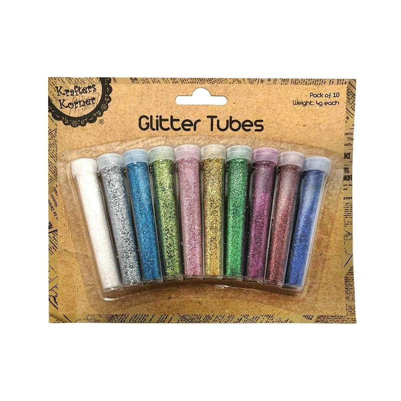 Dark Khaki Krafters Korner Colour Glitter Tubes (10 Pack) Glitter
