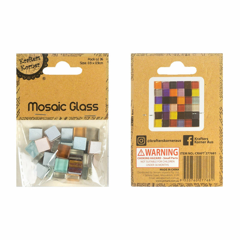 Dark Khaki Krafters Korner Coloured Glass Mosaic Tile 36 Pack Mosaic Supplies