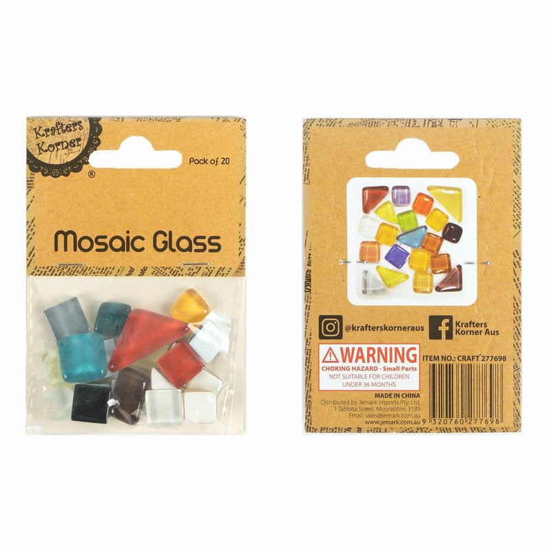 Sandy Brown Krafters Korner Coloured Glass Assorted Shape Mosaic Tile 20 Pack Mosaic Supplies
