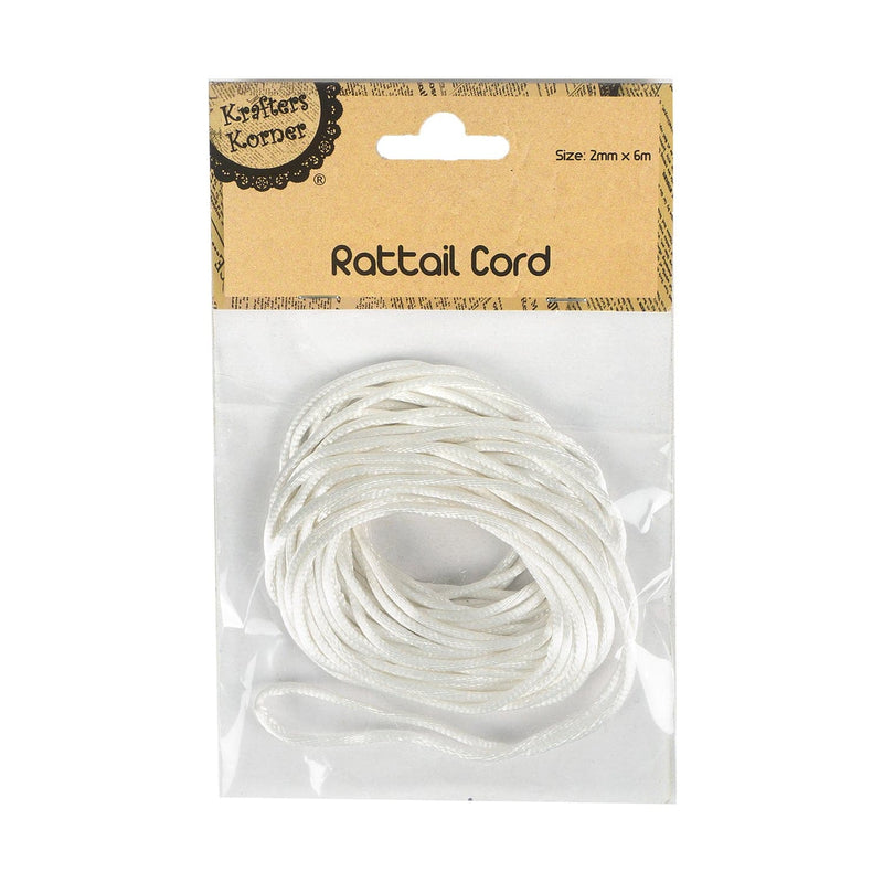 Light Gray Krafters Korner Rattail Cord 2mm x 6M Craft Basics