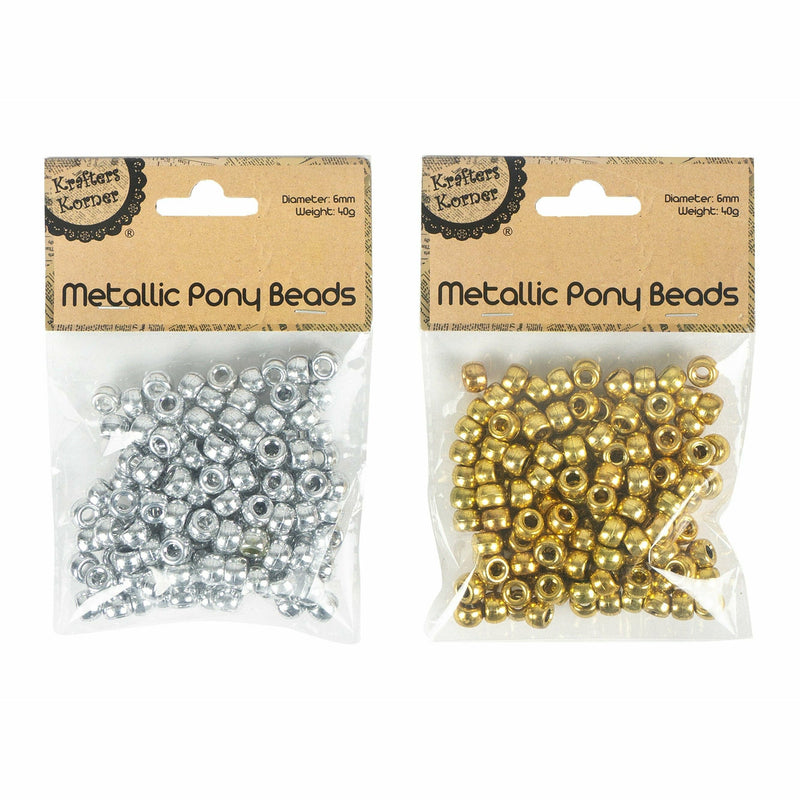Tan Krafters Korner Metallic Pony Beads 150 Pack Beads