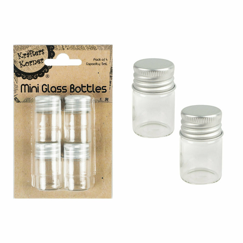 Gray Krafters Korner Mini Screw Top Glass Bottle (4 Pack) Shells Glass and Mirrors