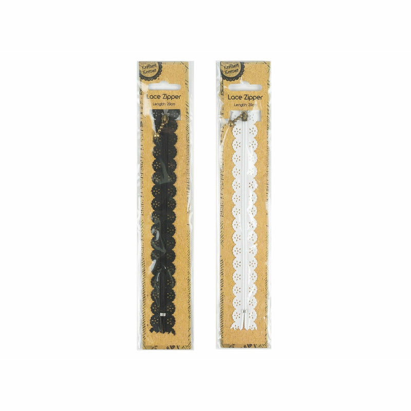 Dark Khaki Krafters Korner Lace Zipper 20cm Craft Basics