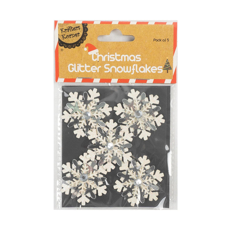 Rosy Brown Krafters Korner Christmas Glitter Snowflakes 5 Pack Christmas