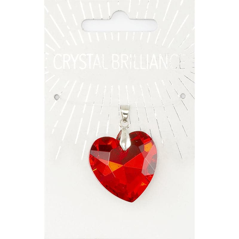 White Smoke Ribtex   Crystal Pendant 28mm Red Heart Beads