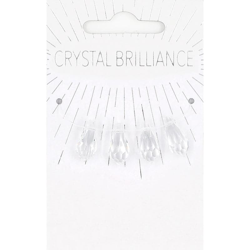 White Smoke Ribtex Crystal Teardrop-Clear (4 Piece) Beads