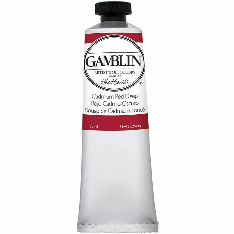 Light Gray Gamblin Artist Grade Oil Paint Cadmium Red Deep Series 5 37mL Oil Paints