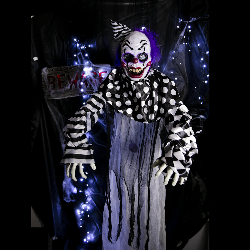 Black Halloween Hanging Light and Sound Animated Clown 180cm Halloween