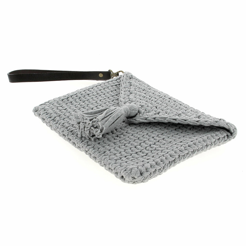 Dark Gray Hoooked RibbonXL Knit Look Clutch  - Silver Grey - 19x24cm Crochet Kits