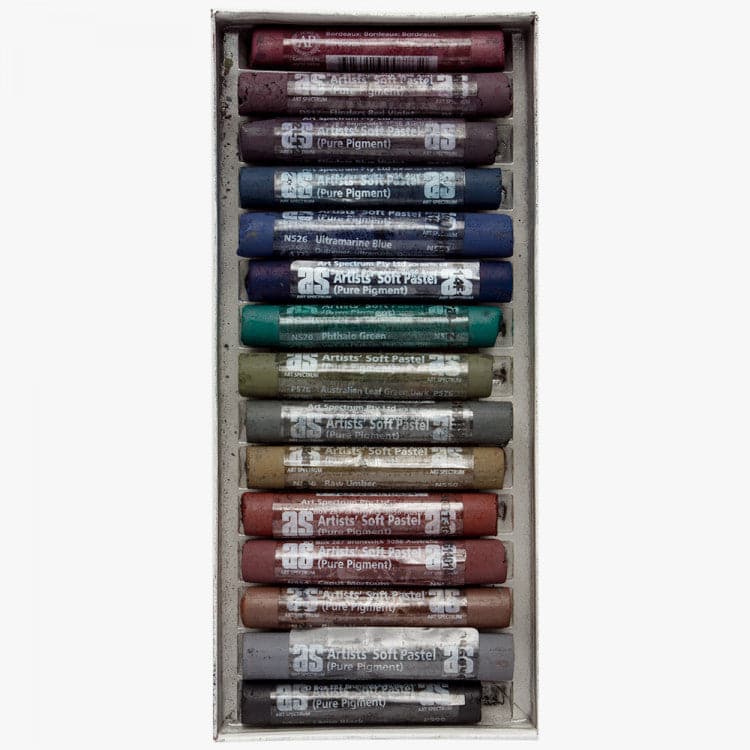 Dim Gray Art Spectrum Standard Pastel Box Set Of 15 Darks Pastels & Charcoal
