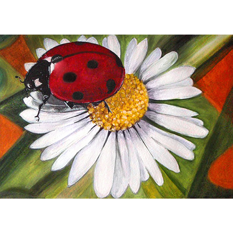 Goldenrod Diamond Painting   Kit Daisy and Ladybird  -  27cm x 19cm - Collection D'Art Diamond Painting Kit