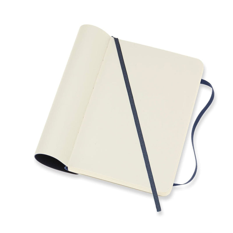 Antique White Moleskine Classic  Soft Cover  Note Book -  Plain  -  Pocket - Sapphire Blue Pads