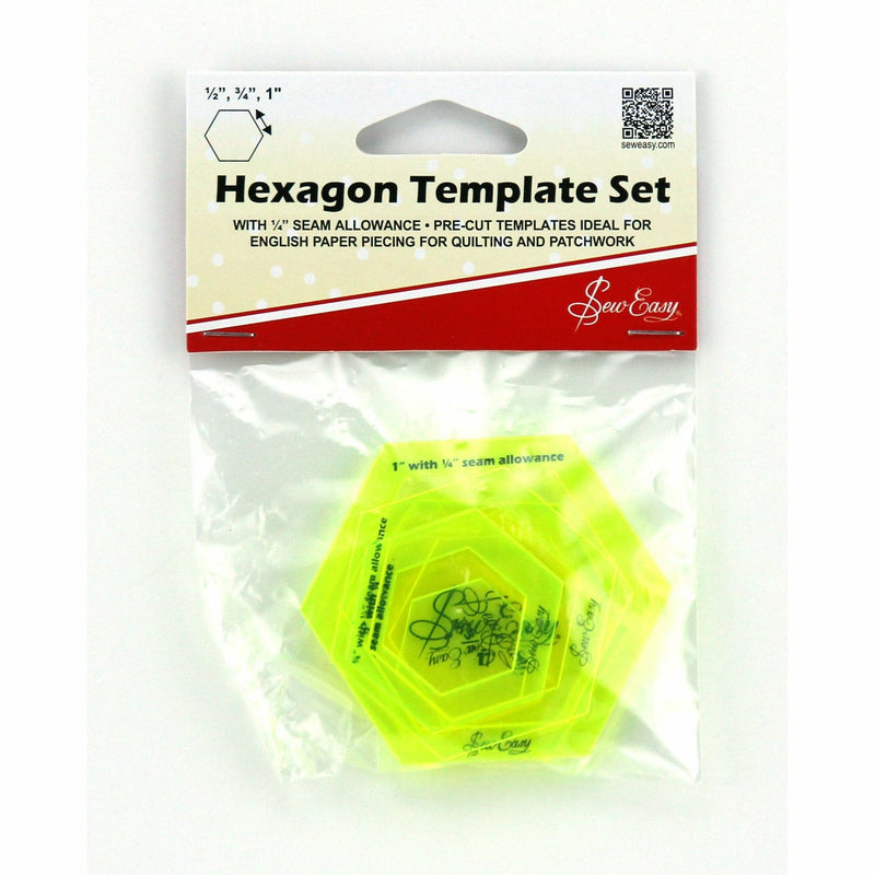 Beige SEW EASY   Hexagon Template Set with   Seam Allowance Quilting and Sewing Tools and Accessories