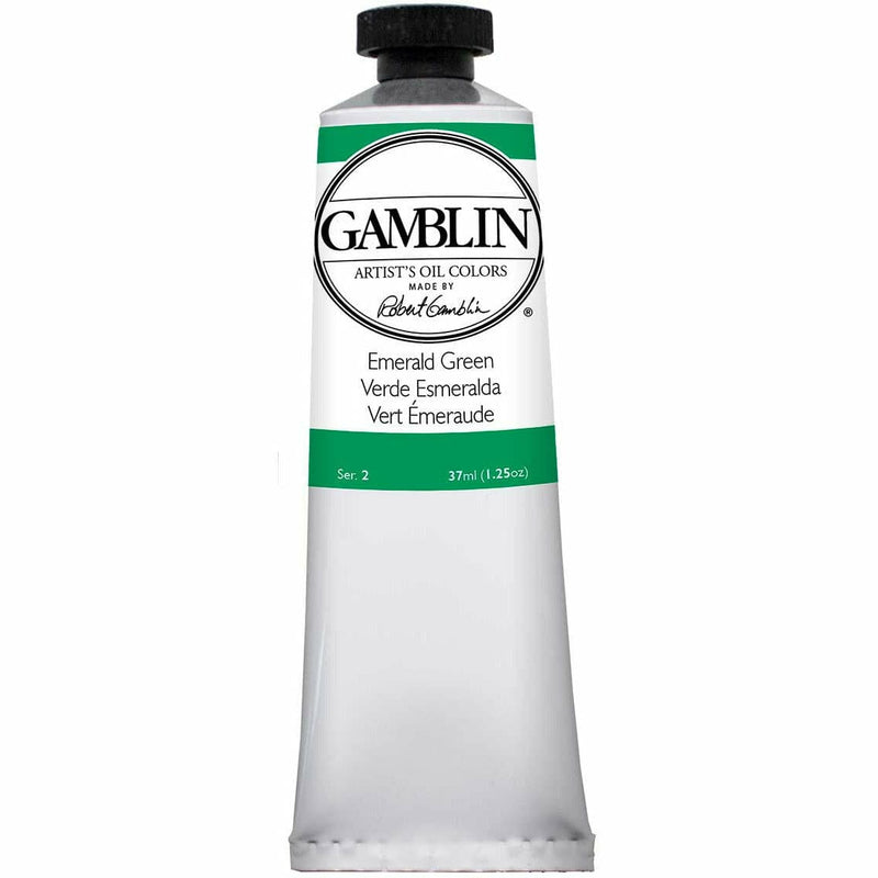 Light Gray Gamblin Artist Grade Oil Paint Emerald Green Series 2 37mL Oil Paints