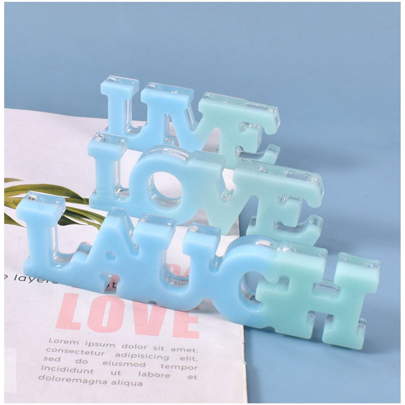 Light Steel Blue Urban Crafter Silicone words Mould 16x13x13.5cm - Live Love Laugh Resin Craft