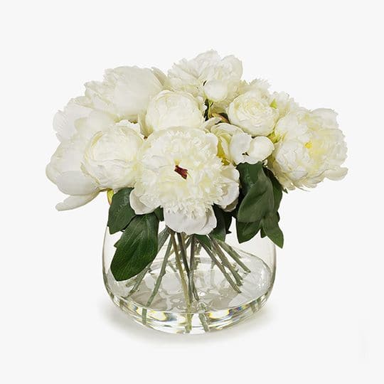 Beige Cream Peony Mix in Vase - 32cm Artifical Flowers