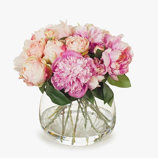 Misty Rose Pink Peony Mix in Vase - 32cm Artifical Flowers