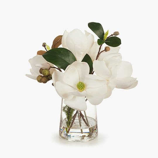 White Smoke White Magnolia Mix in Vase - 28cm Artifical Flowers
