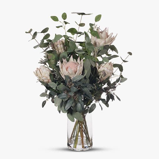 Dark Slate Gray Cream Pink Protea Kangaroo Paw Mix in Vase -74cm Artifical Flowers