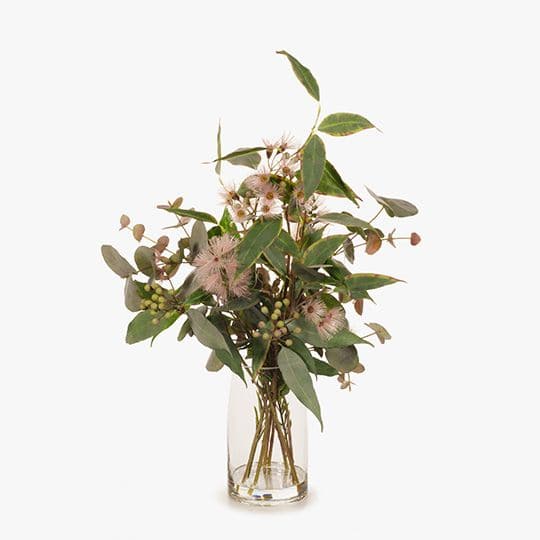 White Smoke Pink Eucalyptus Flowering Mix in Vase - 64cm Artifical Flowers