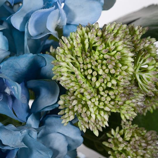 Dim Gray Blue Hydrangea Sedum Mix in Vase - 28cm Artifical Flowers