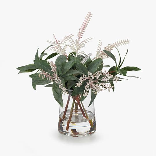 White Smoke Cream Pieris Japonica Mix in Vase - 30cm Artifical Flowers