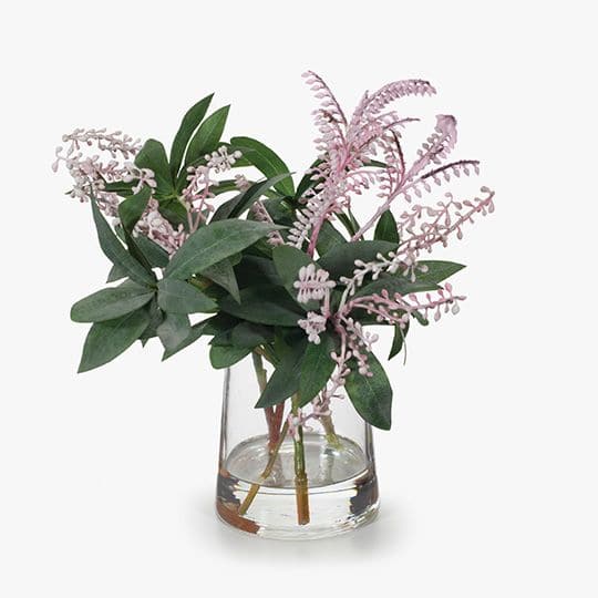 Dark Slate Gray Light Pink Pieris Japonica Mix in Vase - 30cm Artifical Flowers