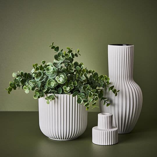 Dark Olive Green White Vase Annix - 27cmh x 13.5cmd Planters and Pots