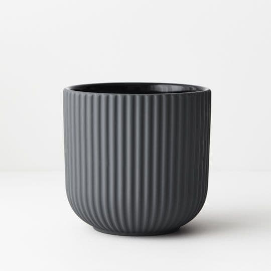 Dark Slate Gray Steel Pot Annix - 14cmh x 14.5cmd Planters and Pots