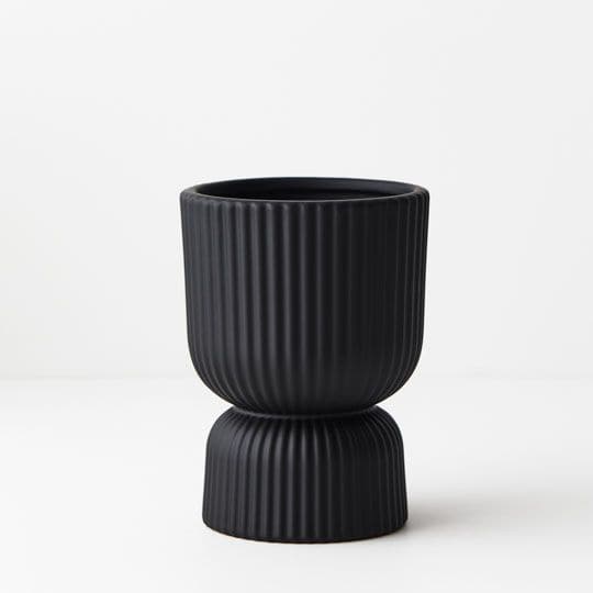 Dark Slate Gray Black Pot Annix Pedestal - 16cmh x 11.5cmd Planters and Pots
