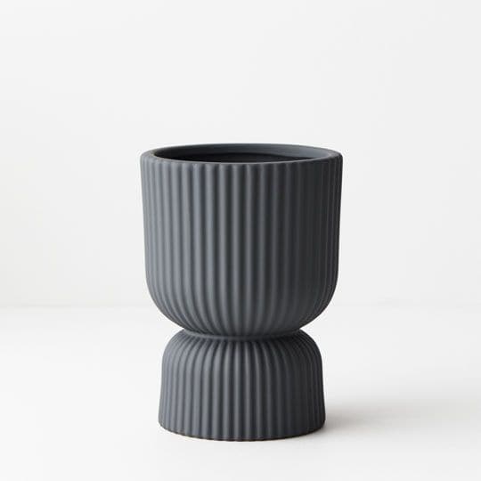 Dark Slate Gray Steel Pot Annix Pedestal - 16cmh x 11.5cmd Planters and Pots