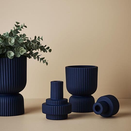 Tan Cobalt Pot Annix Pedestal - 20cmh x 15cmd Planters and Pots