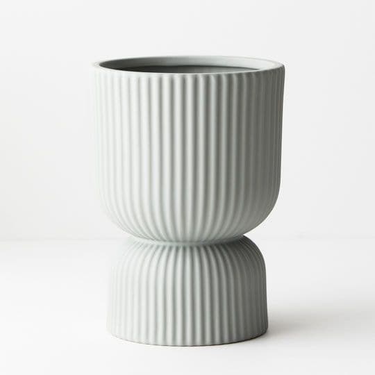 White Smoke Light Grey Pot Annix Pedestal - 20cmh x 15cmd Planters and Pots