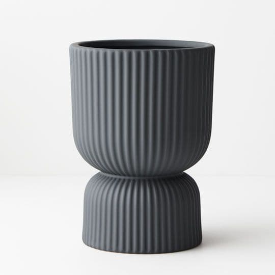 Lavender Steel Pot Annix Pedestal. Colour - 20cmh x 15cmd Planters and Pots