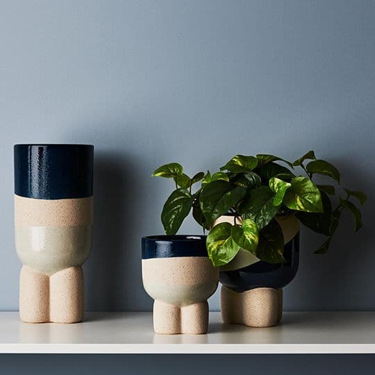 Light Slate Gray Ocean Mist Pot Odetto - 14cmh x 11.5cmd Planters and Pots