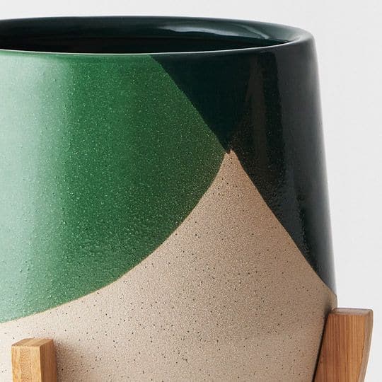 Gray Emerald Pot Odetto w/stand - 33cmh x 22cmd Planters and Pots