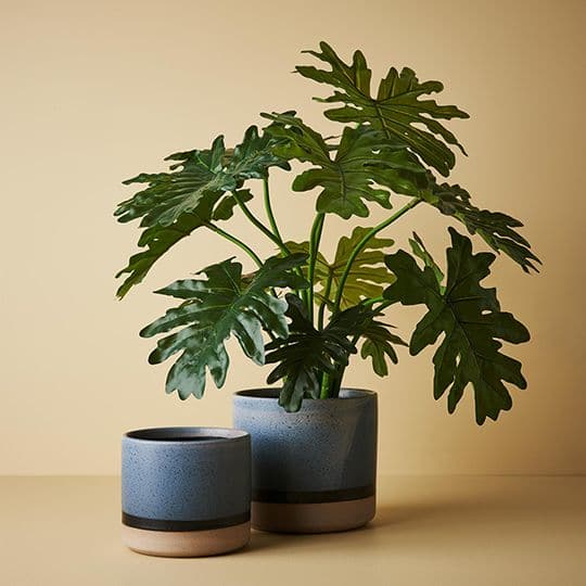Tan Marine Blue Pot Kallo - 13cmh x 14.5cmd Planters and Pots