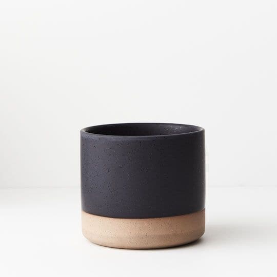 White Smoke Black Blue Pot Gigna - 13cmh x 14.5cmd Planters and Pots