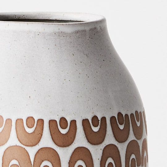 Light Gray White Tan Vase Saphira - 18cmh x 15cmd Planters and Pots