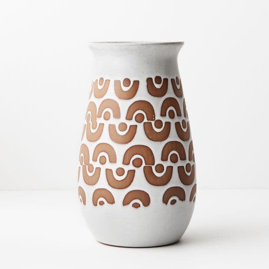 White Smoke White Tan Vase Saphira - 25cmh x 15cmd Planters and Pots