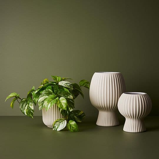 Dark Olive Green Ivory Vase Palina - 21.5cmh x 15cmd Planters and Pots