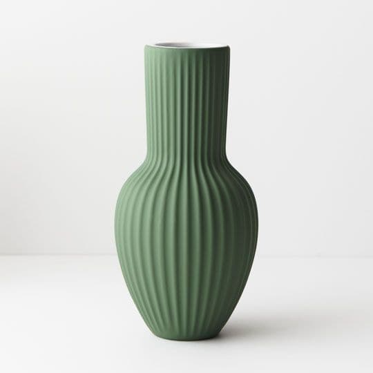 Dark Olive Green Mint Green Vase Palina - 27cmh x 13.5cmd Planters and Pots